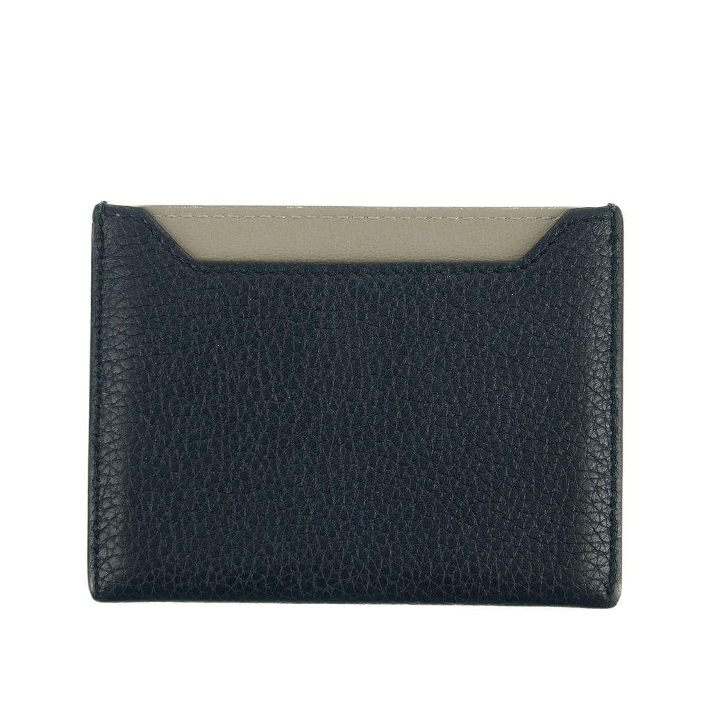 Bolt Boutique Celine Bicolor Blue / Grey Leather Card Case Holder Wallet #3236 — detail close-up