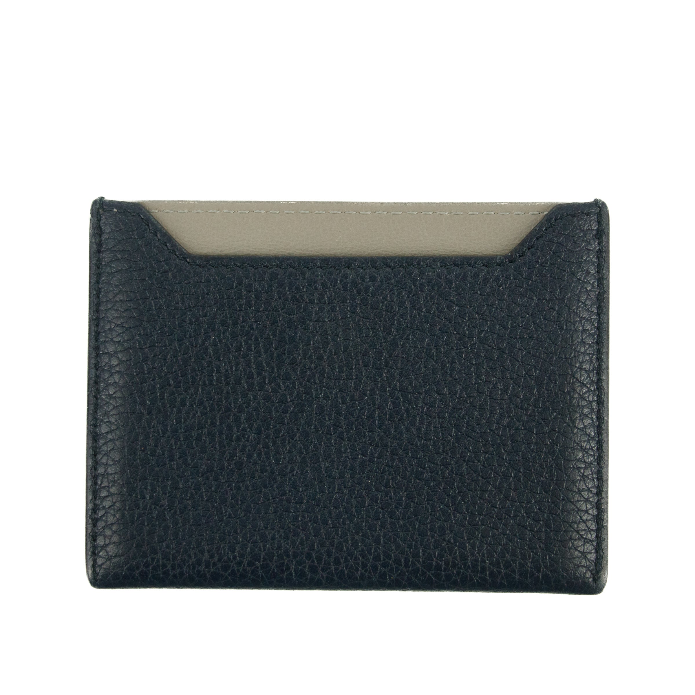 Bolt Boutique Celine Bicolor Blue / Grey Leather Card Case Holder Wallet #3236 — detail close-up