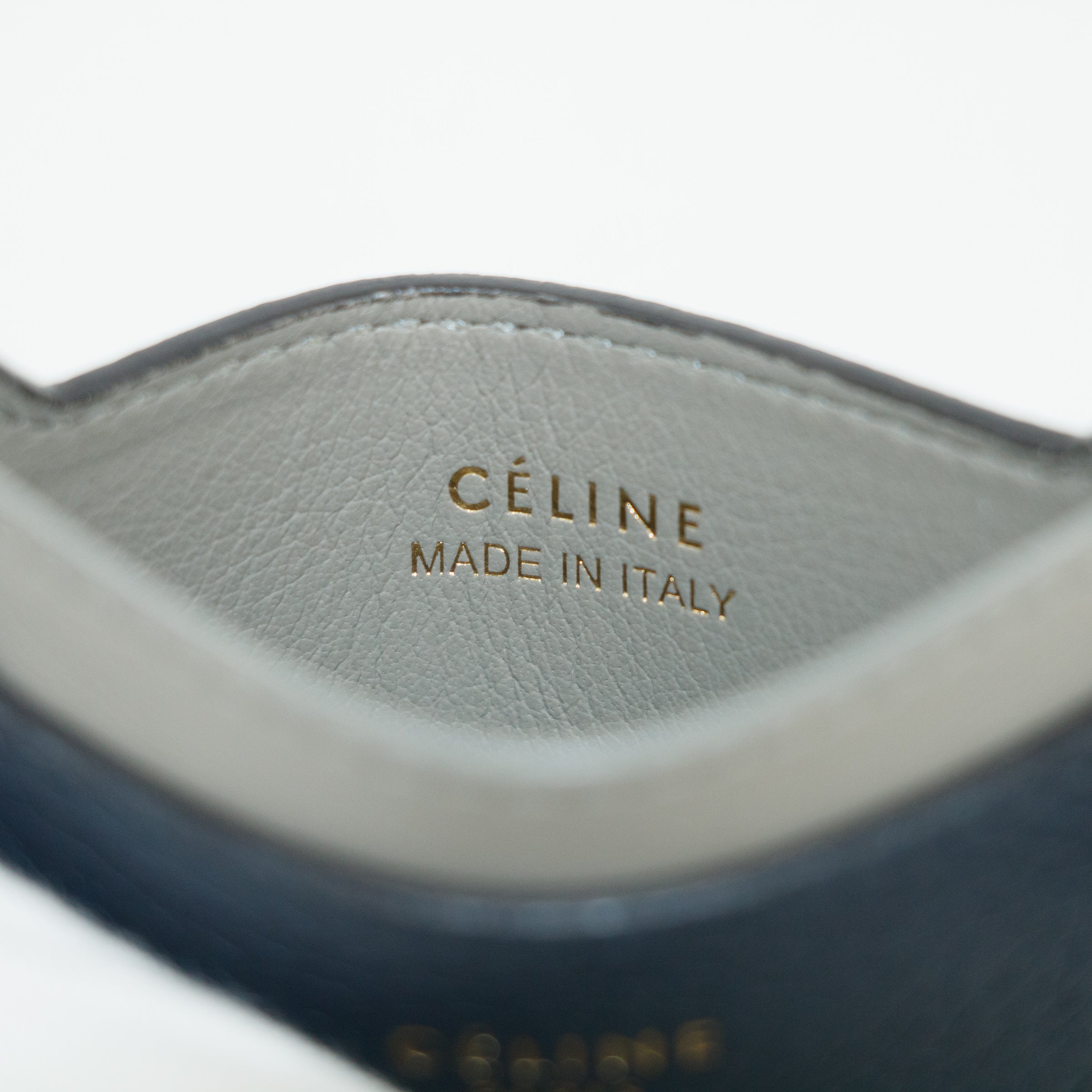 Bolt Boutique Celine Bicolor Blue / Grey Leather Card Case Holder Wallet #3236 — side view