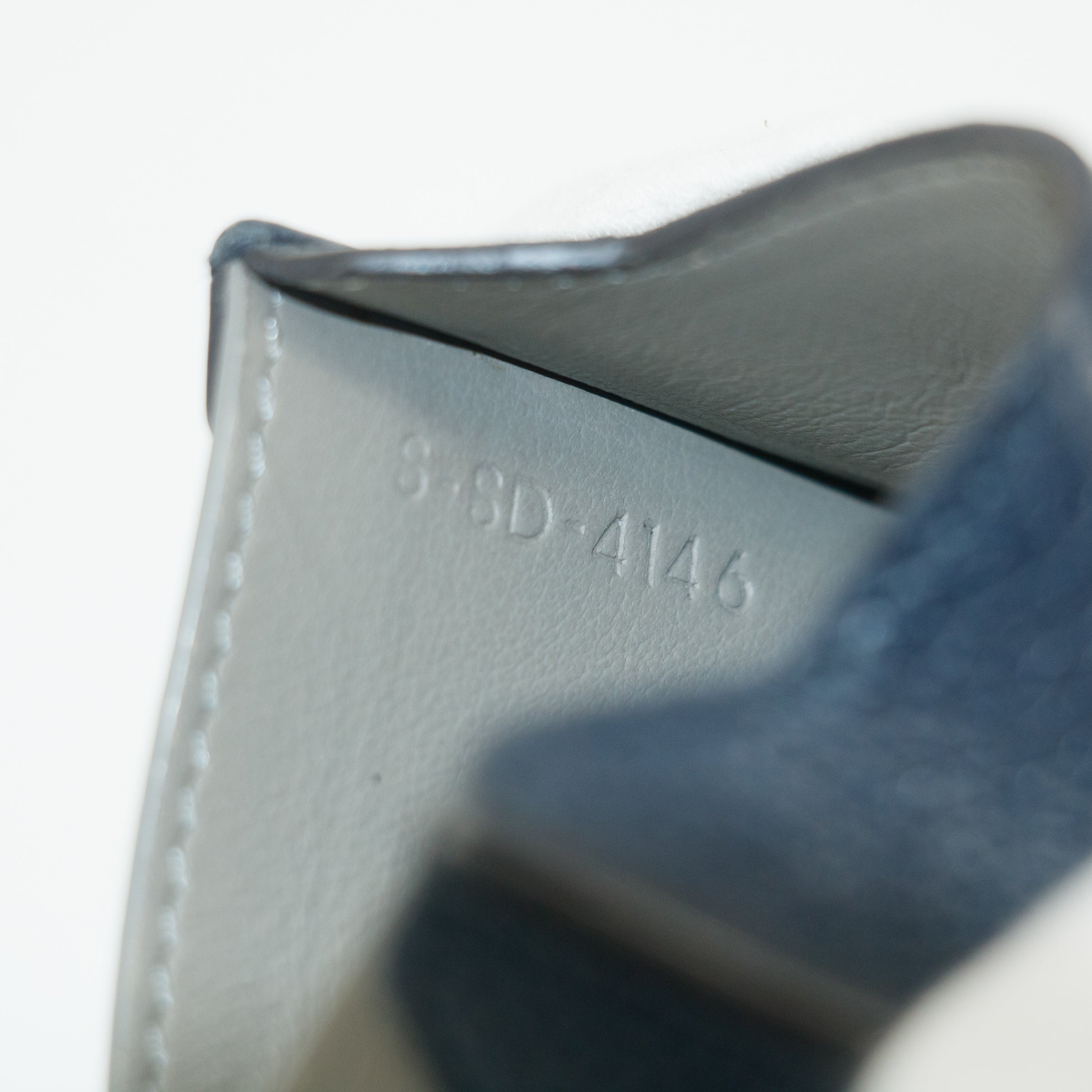 Bolt Boutique Celine Bicolor Blue / Grey Leather Card Case Holder Wallet #3236 — back view