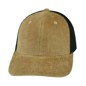 Blank 6 Panel Hat — Corduroy Tan / Black (Unisex)