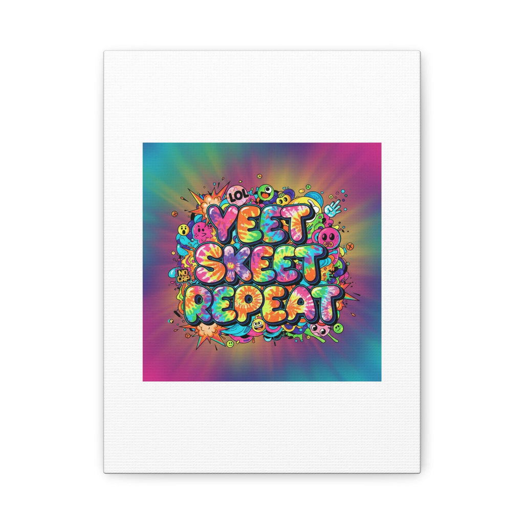 Yeet Skeet Repeat Canvas | Slogan & Glitch Graphic, Meme Phrase Wall Art