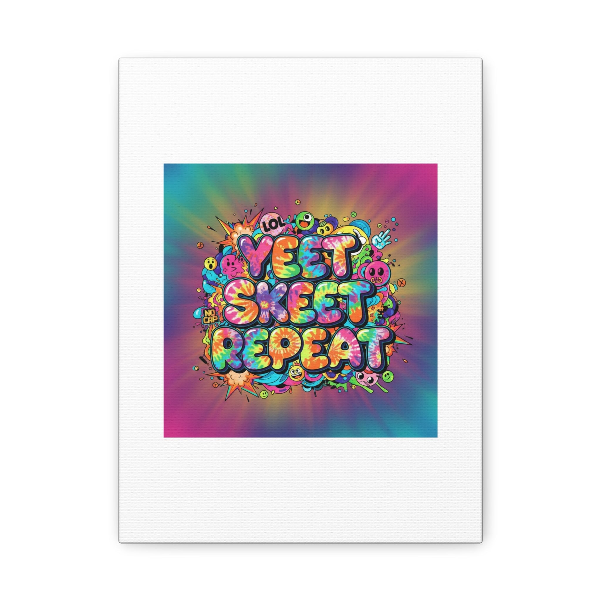 Yeet Skeet Repeat Canvas | Slogan & Glitch Graphic, Meme Phrase Wall Art