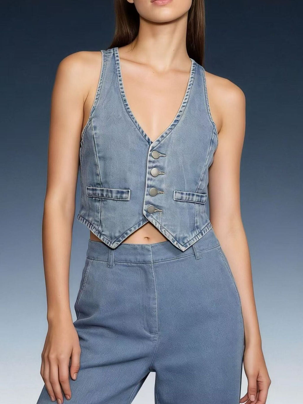 Button-Down Denim Vest