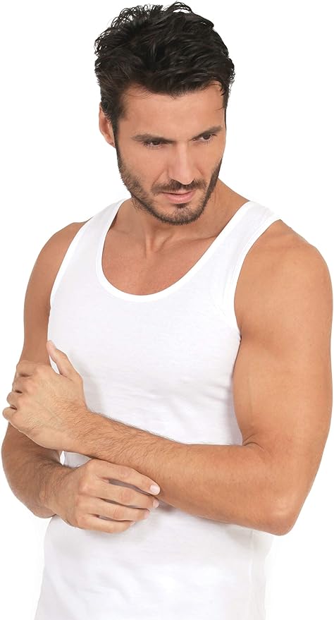 tittimitti MaRe Luxury Italian Underwear 100% Mako Cotton Men's Sleeveless Shirt. Proudly Made in Italy. — side view