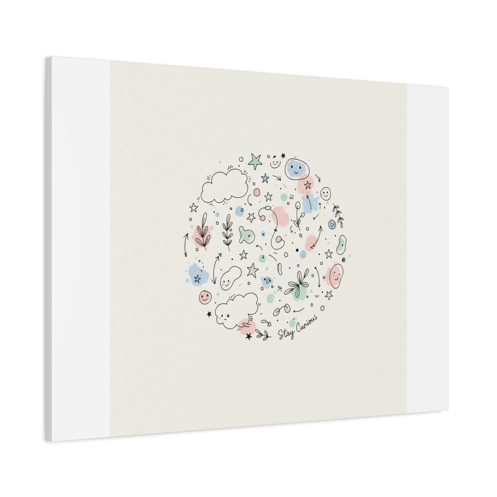 Doodle Circle Line Drawing Matte Canvas, Hand-Drawn Sketch Art