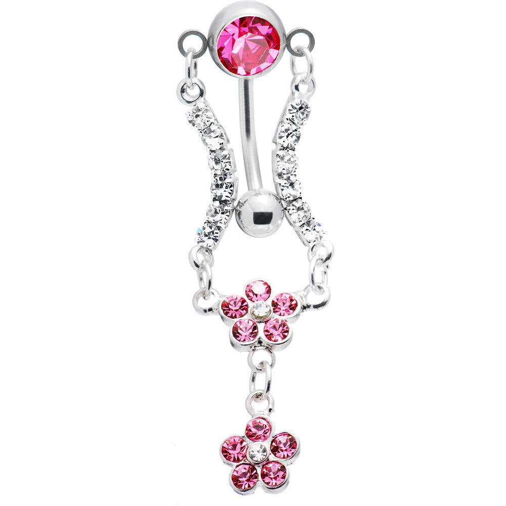 BodyCandy Pink Cubic Zirconia Flower Garden Belly Ring — main product shot