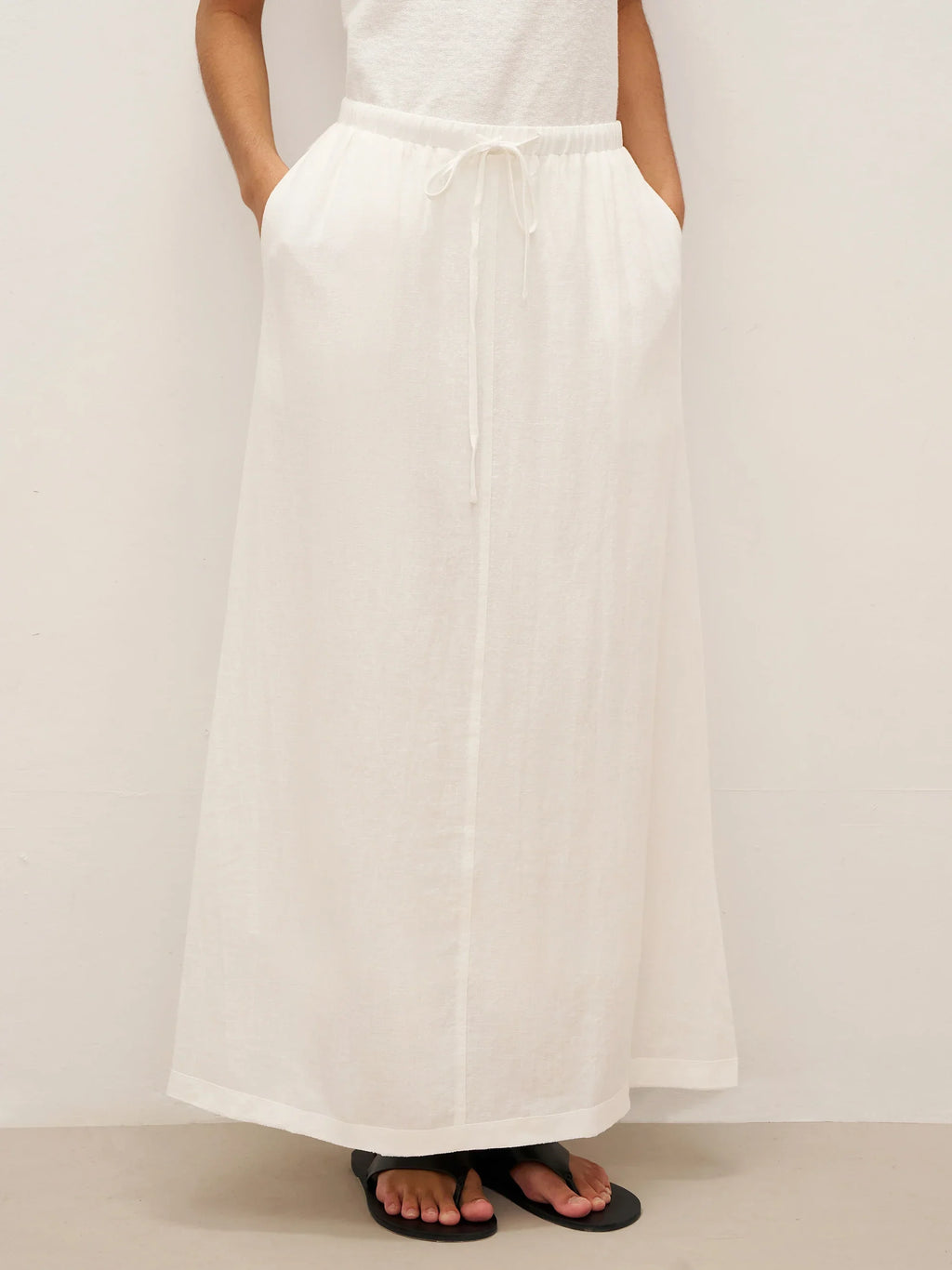 LINTICO Linen Elastic Waist Drawstring Maxi Skirt NINA — main product shot