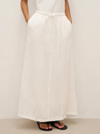 LINTICO Linen Elastic Waist Drawstring Maxi Skirt NINA — main product shot
