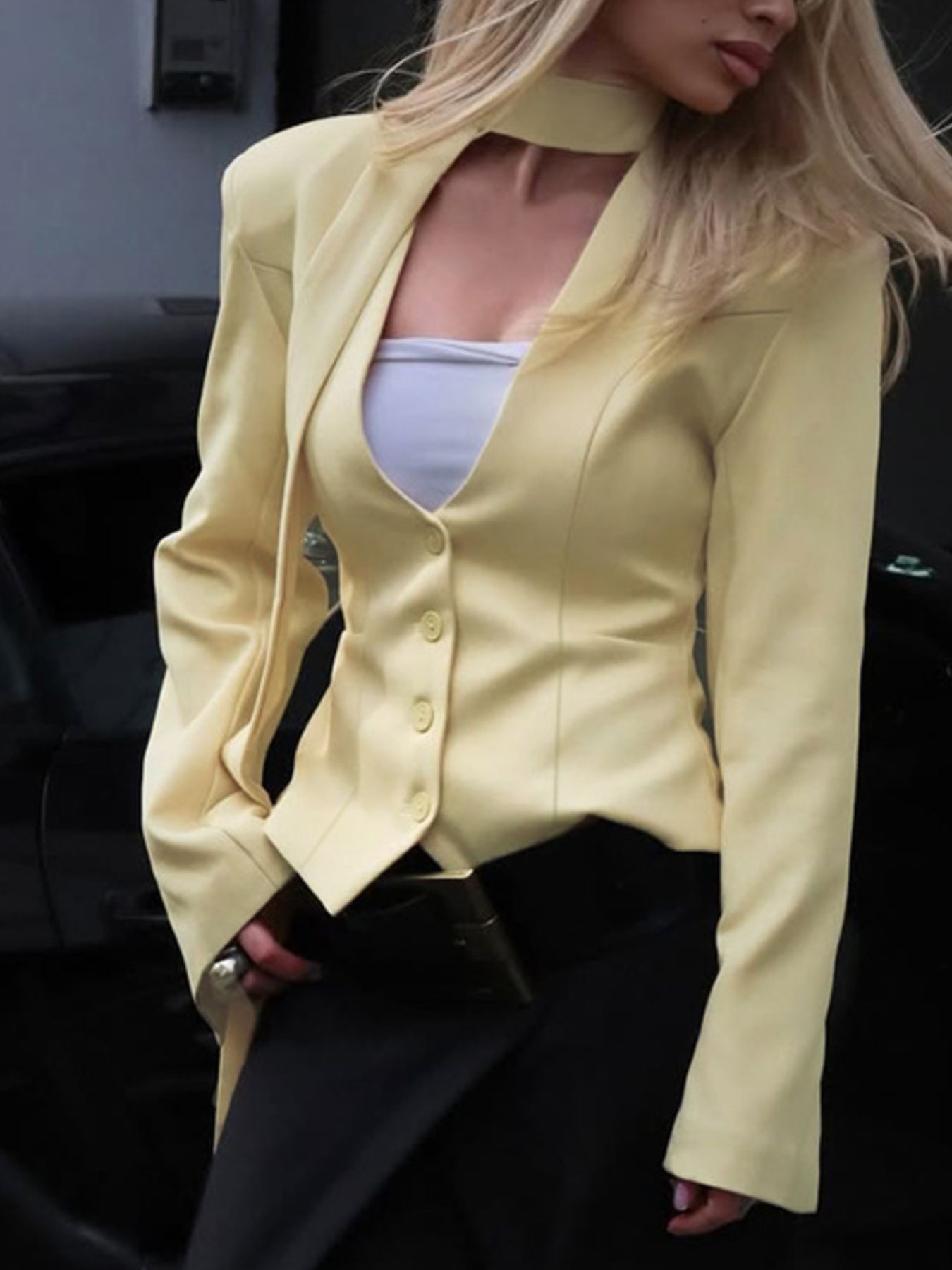 Button Up Long Sleeve Blazer