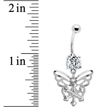BodyCandy Crystalline Gem Encompass Butterfly Belly Ring — detail close-up