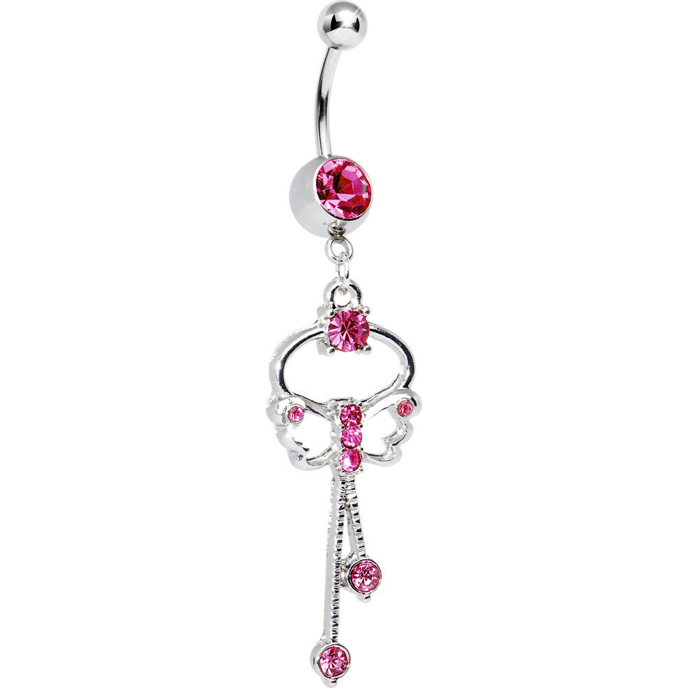 BodyCandy Butterfly Wishes Pink CZ Belly Ring — main product shot