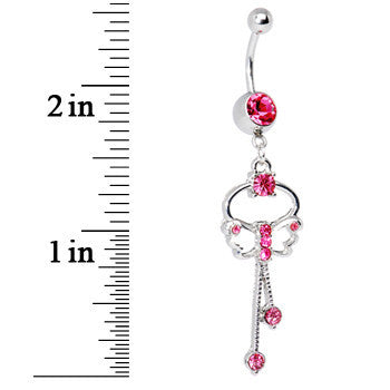BodyCandy Butterfly Wishes Pink CZ Belly Ring — detail close-up