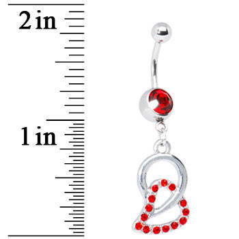 BodyCandy Loves Chain Red Circle Belly Ring — detail close-up