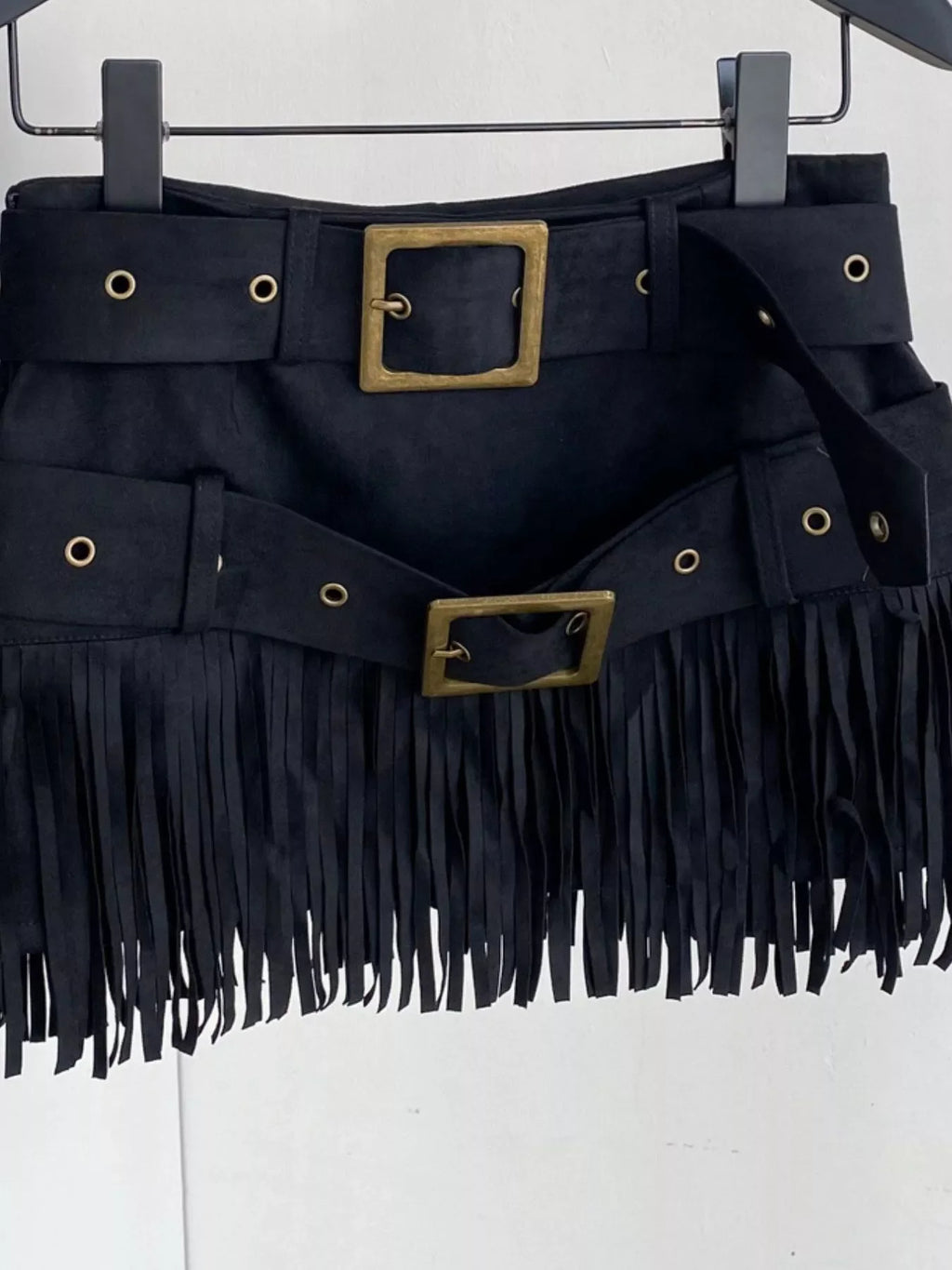 Fringe Belted Mini Skirt