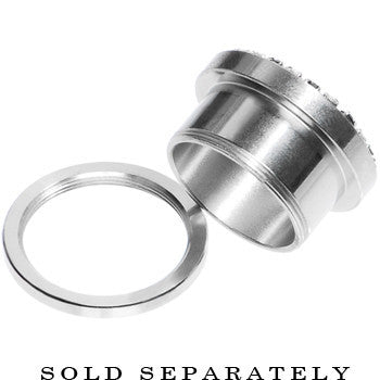 BodyCandy 00G Stainless Steel Clear Gem Screw Fit Tunnel — side view