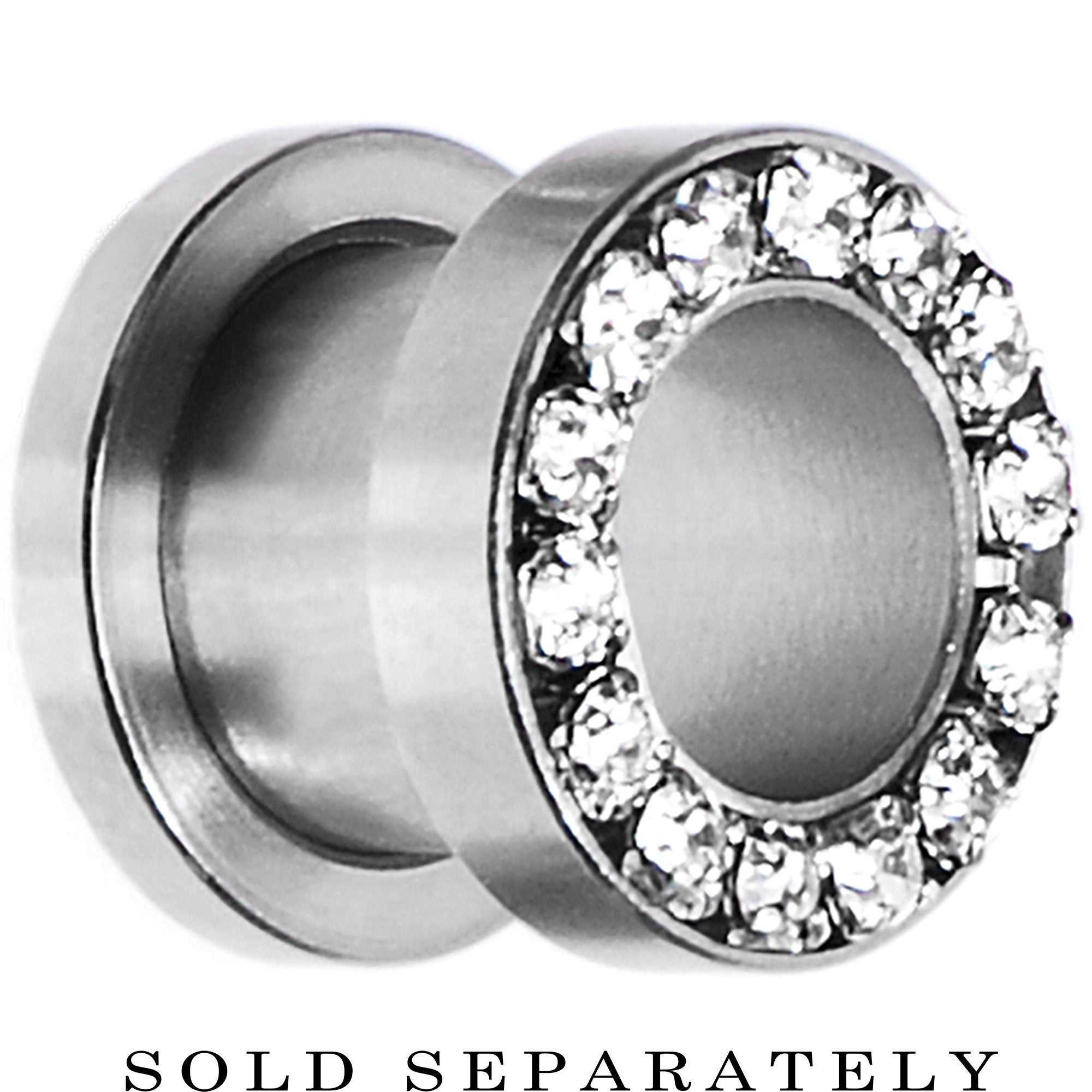 BodyCandy 00G Stainless Steel Clear Gem Screw Fit Tunnel — main product shot