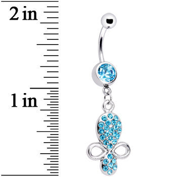 BodyCandy Aqua Gem Benevolent Jeweled Belly Ring — detail close-up