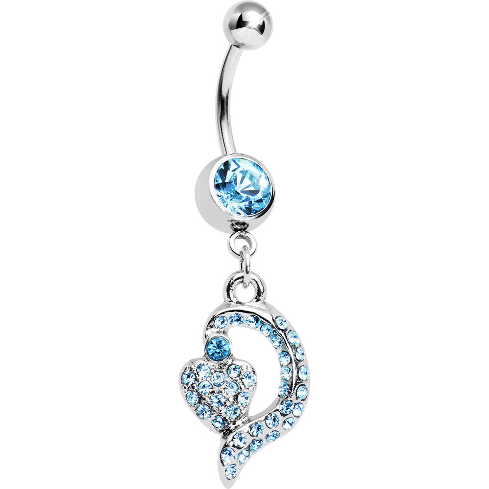 BodyCandy Aqua Gem Dynamic Heart Belly Ring — main product shot