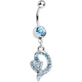 BodyCandy Aqua Gem Dynamic Heart Belly Ring — main product shot