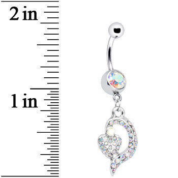 BodyCandy Aurora Gem Dynamic Heart Belly Ring — detail close-up