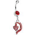 BodyCandy Red Gem Dynamic Heart Belly Ring — main product shot