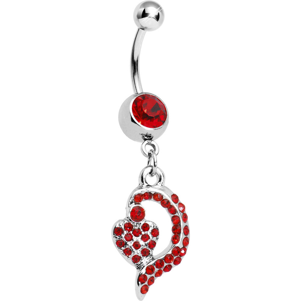 BodyCandy Red Gem Dynamic Heart Belly Ring — main product shot
