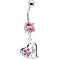 BodyCandy Pink CZ Floral Heart Embrace Belly Ring — main product shot