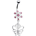 BodyCandy Pink Crystal Explosion Butterfly Belly Ring — main product shot