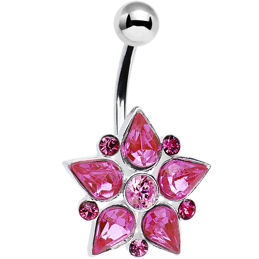 BodyCandy Pink Gem Teardrop Flower Belly Ring — main product shot