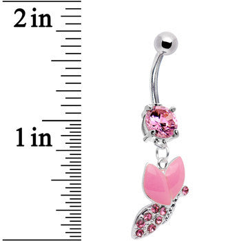 BodyCandy Pink Gem Sparkling Snail Belly Ring — detail close-up