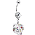 BodyCandy Multi Gem Blooming Rose Flower Dangle Belly Ring — main product shot