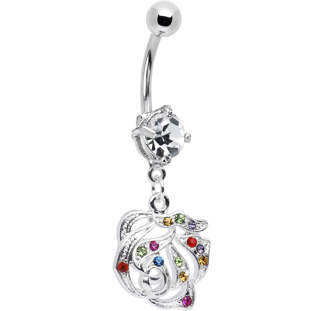 BodyCandy Multi Gem Blooming Rose Flower Dangle Belly Ring — main product shot