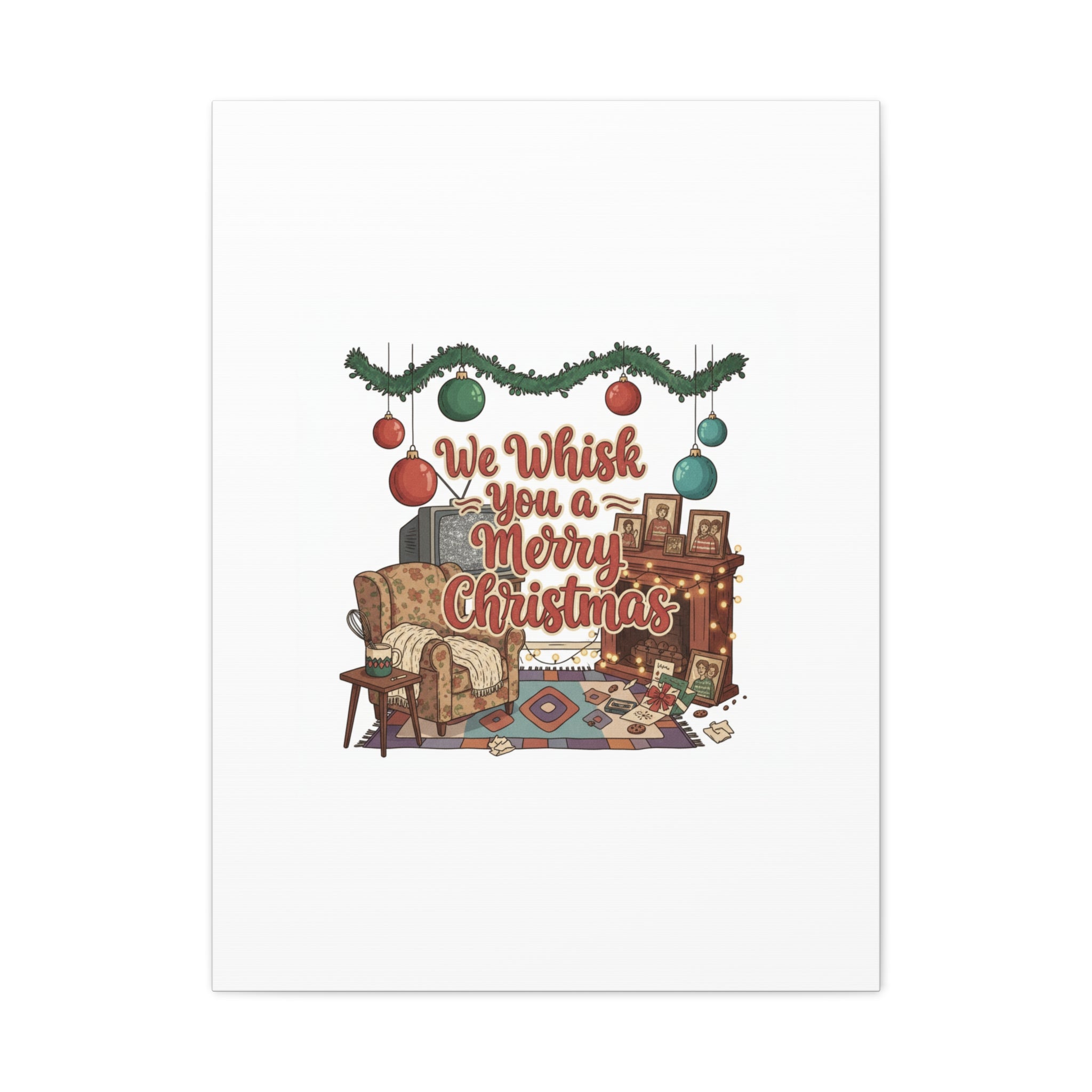 We Whisk You a Merry Christmas Canvas | Retro Christmas Decor, Vintage Holiday Print
