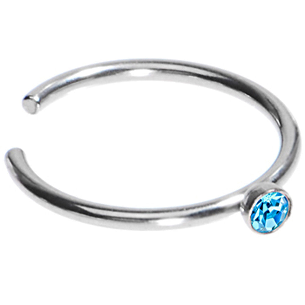 BodyCandy 20G Stainless Steel Aqua Gem Nose Hoop — main product shot