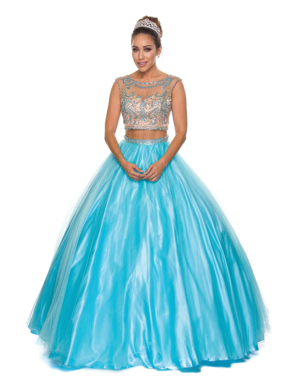 Juliet 338 Quinceanera Dress 2-Piece Bateau Neckline Cap Sleeve