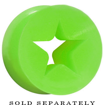 BodyCandy 0G Green Star Silicone Flexible Tunnel — detail close-up
