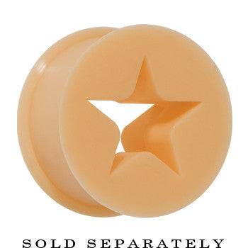 BodyCandy 5/8 Flesh Star Silicone Flexible Tunnel — detail close-up
