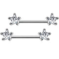 BodyCandy 14G 9/16 Clear CZ Gem Star Barbell Nipple Ring Set — main product shot