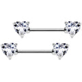 BodyCandy 14G 9/16 Clear CZ Gem Heart Barbell Nipple Ring Set — main product shot