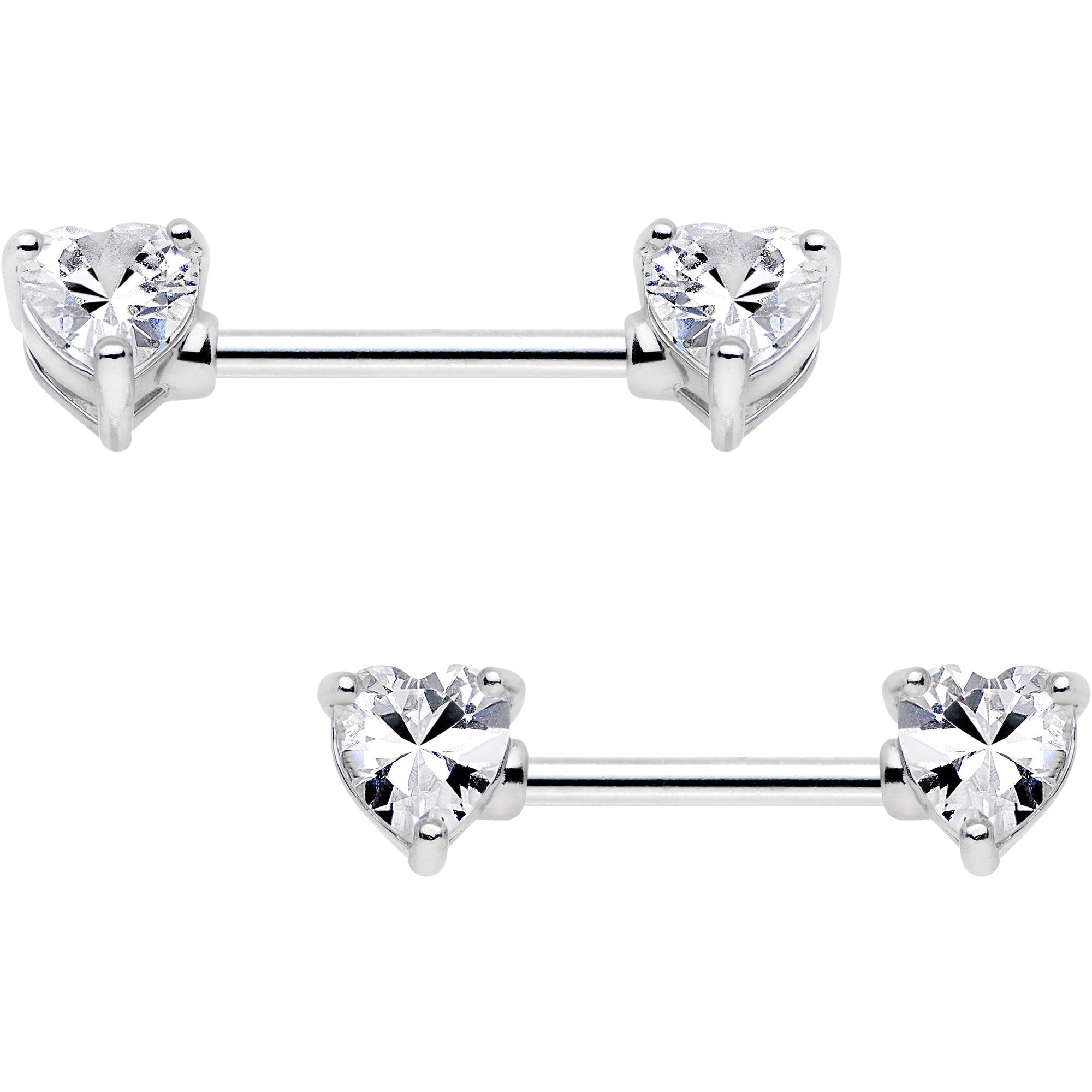 BodyCandy 14G 9/16 Clear CZ Gem Heart Barbell Nipple Ring Set — lifestyle context