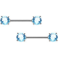 BodyCandy Aqua Cubic Zirconia Front Gem Nipple Barbell Set — main product shot