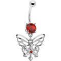 BodyCandy Ruby Red Gem Encompass Butterfly Belly Ring — main product shot