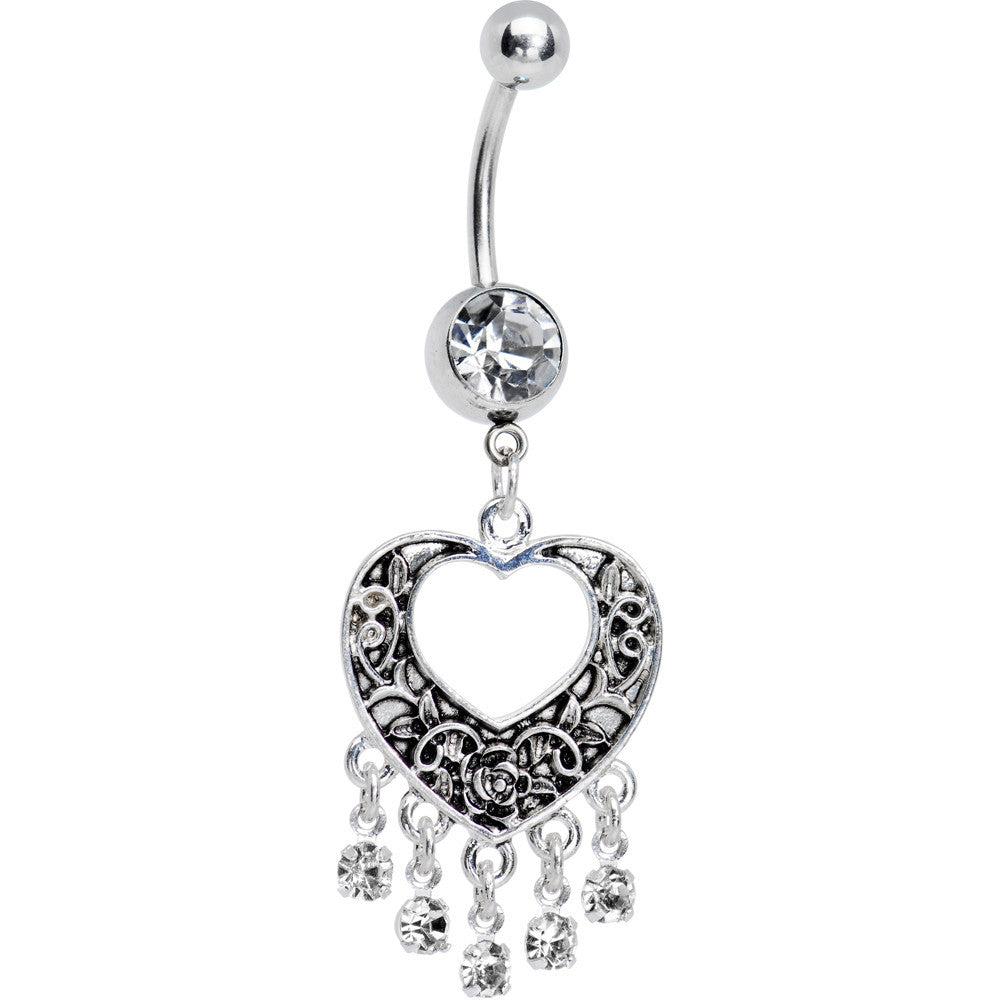 BodyCandy Crystalline Gem Hollow Heart Chandelier Belly Ring — main product shot