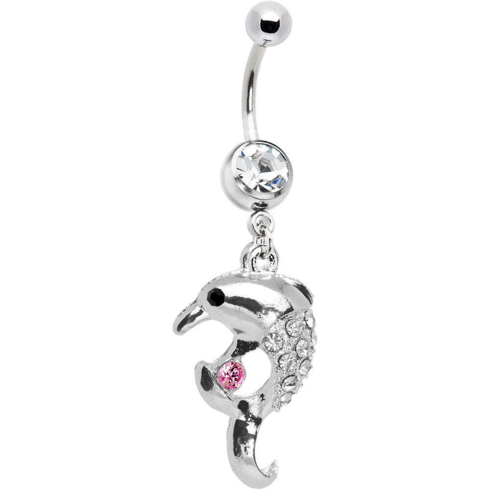 BodyCandy Clear Pink Gem Splash Dolphin Belly Ring — main product shot