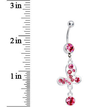 BodyCandy Pink Gem Modernistic Artistic Belly Ring — detail close-up