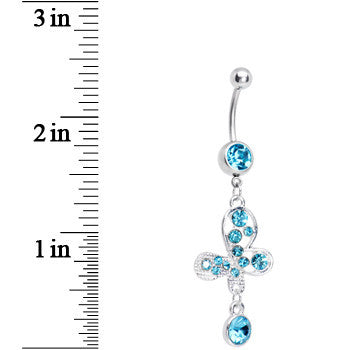 BodyCandy Aqua Gem Modernistic Artistic Belly Ring — detail close-up