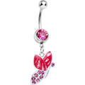 BodyCandy Pink Gem Sideways Butterfly Belly Ring — main product shot