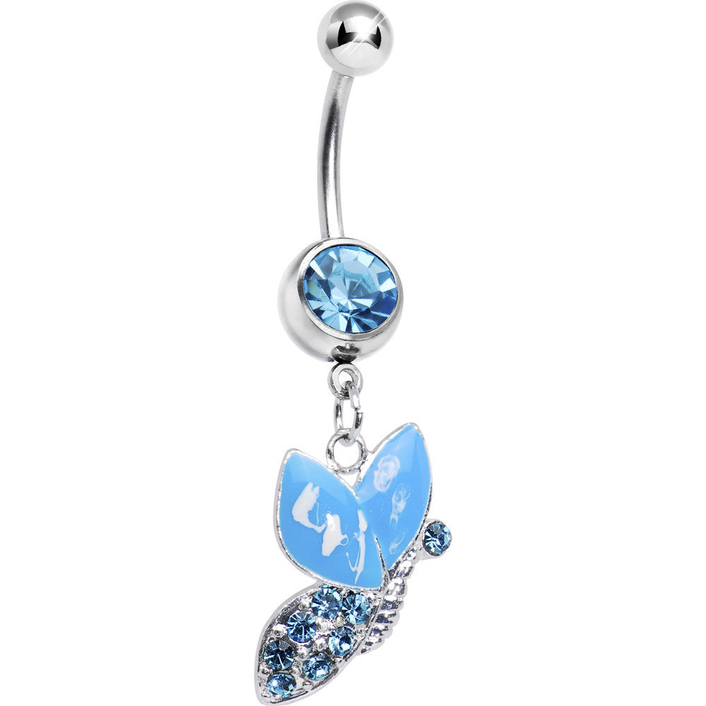 BodyCandy Aqua Gem Sideways Butterfly Belly Ring — main product shot