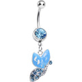 BodyCandy Aqua Gem Sideways Butterfly Belly Ring — main product shot